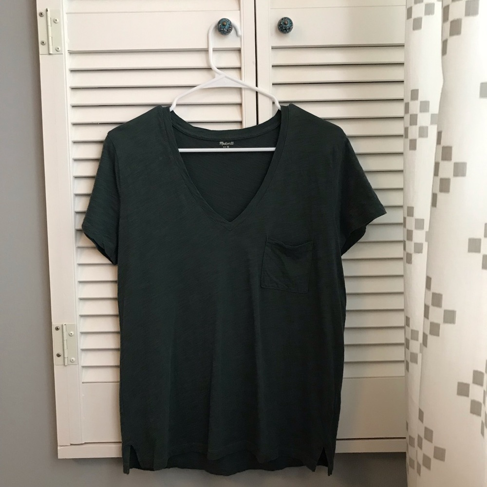 Madewell Whisper Cotton Tee V-neck in Green - M